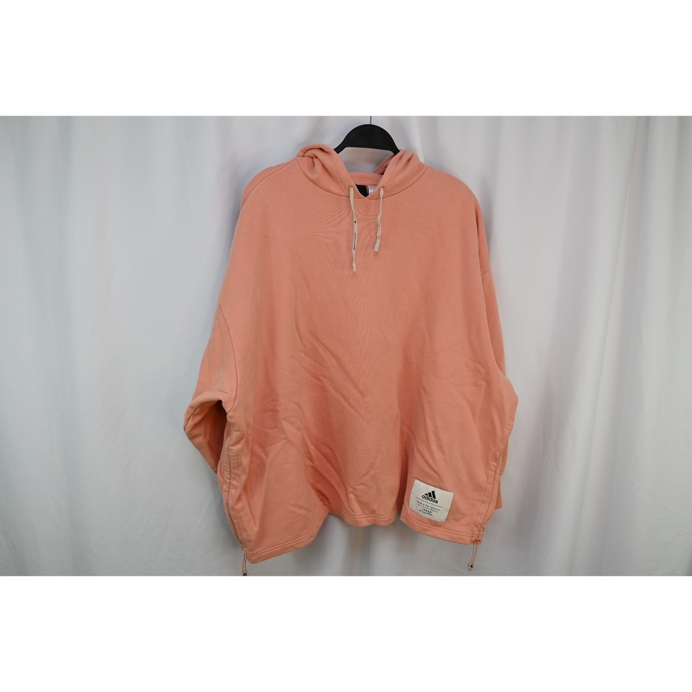 Adidas Pink Oversized Hoodie Sweatshirt Cotton Side Zip Large